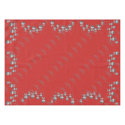 銀製のつまらないもののデザインの赤いクリスマスのテーブルクロス テーブルクロス (正面(横))