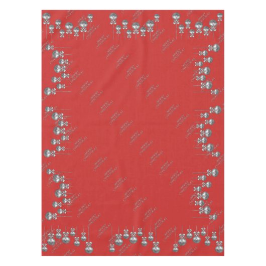 銀製のつまらないもののデザインの赤いクリスマスのテーブルクロス テーブルクロス (正面)