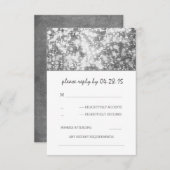 銀製のひもはRSVPカードを結婚することをつけます 出欠カード (正面/裏面)