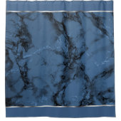 銀製のアクセントのデニムの青い大理石 シャワーカーテン (正面)