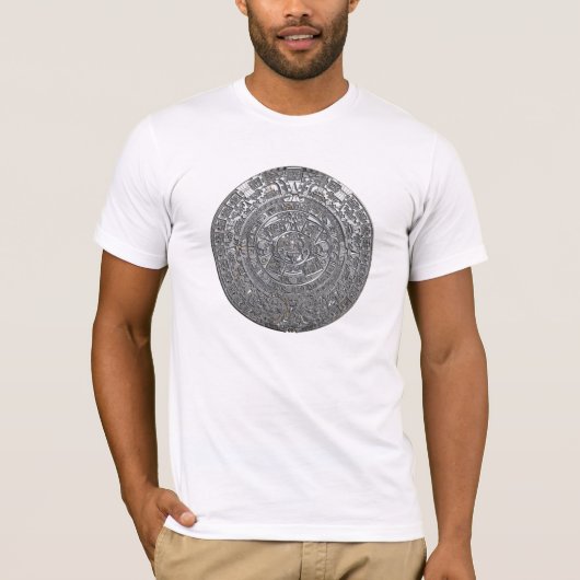 銀製のアステカなカレンダー Tシャツ (正面)