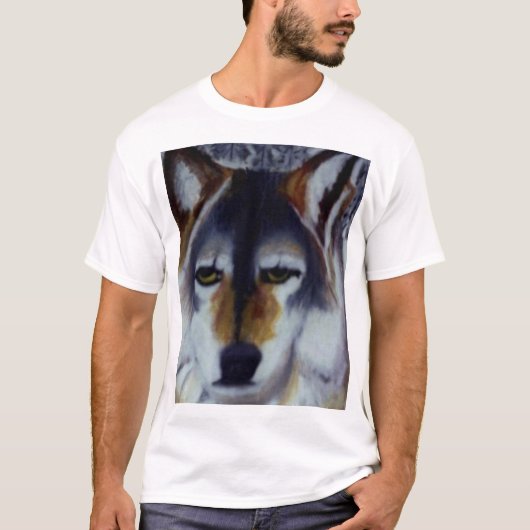 銀製のオオカミのティー Tシャツ (正面)
