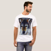 銀製のオオカミのティー Tシャツ (正面フル)