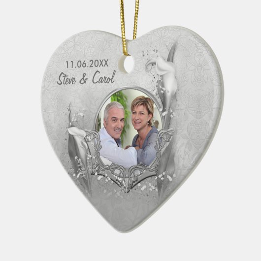 銀製のオランダカイウ第60記念日の写真の記念品 セラミックオーナメント (左)