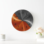 銀製のオレンジステンレス鋼の金属の一見 ラージ壁時計 (ホーム)