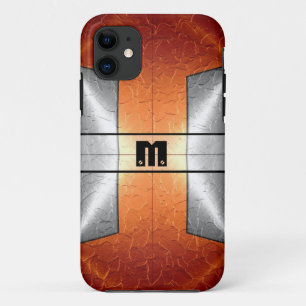 銀製のオレンジ光沢があるステンレス鋼の金属9 iPhone 11 ケース