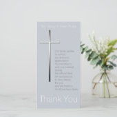 銀製のキリスト教の十字の悔やみや弔慰は選びますCを感謝していしています サンキューカード (スタンド正面)