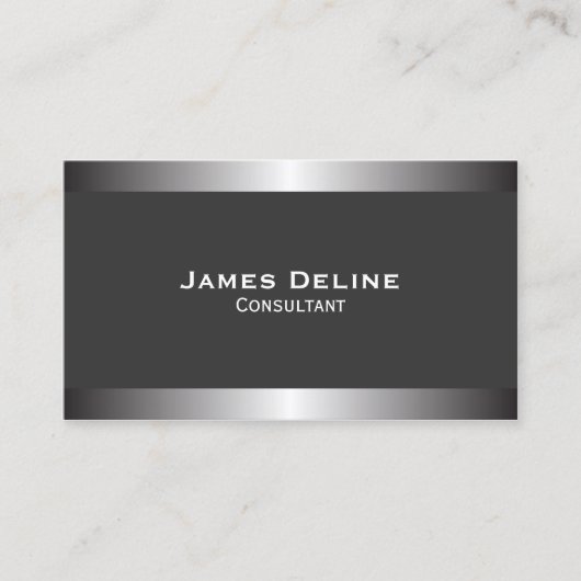 銀製のクラシックでエレガントな名刺のテンプレート 名刺 (正面)