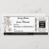 銀製のクリスマスの搭乗券の結婚式招待状 招待状 (正面)