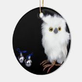 銀製のクリスマスの白く雪が多いフクロウの置物 セラミックオーナメント (左)