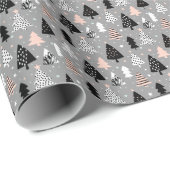 銀製のクリスマスツリーパターン ラッピングペーパー (ロールコーナー)