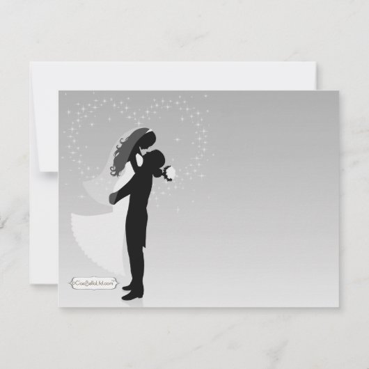 銀製のグラデーションなシルエットのフォーマルなシャワーの招待状 招待状 (裏面)