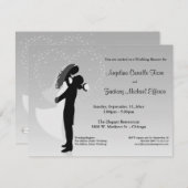 銀製のグラデーションなシルエットのフォーマルなシャワーの招待状 招待状 (正面/裏面)