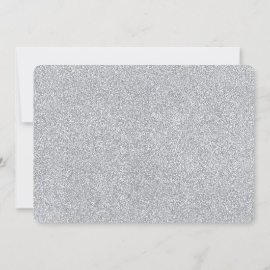 銀製のグリッターおよびピンクによって分散させる点のベビーシャワー 招待状 (裏面)