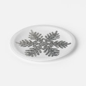 銀製のグリッターのクリスマスの星パターン ペーパープレート (アングル)