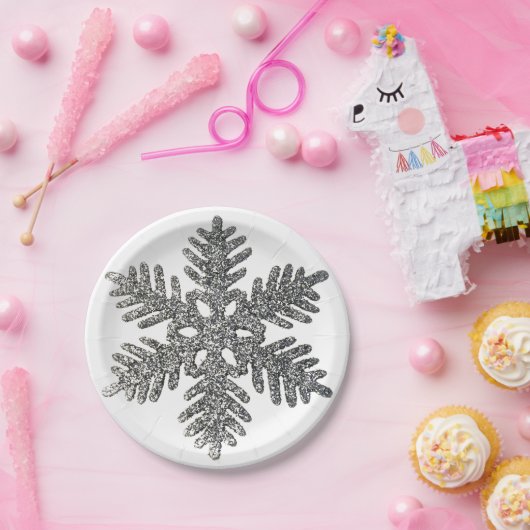 銀製のグリッターのクリスマス・パーティの休日の星の紙 ペーパープレート (パーティー)
