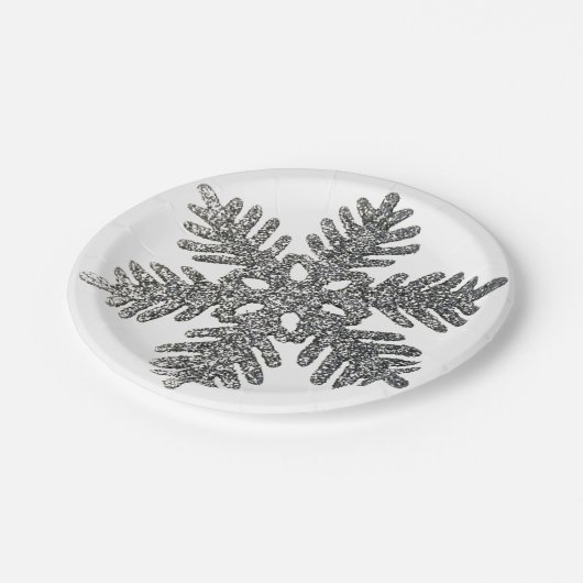 銀製のグリッターのクリスマス・パーティの休日の星の紙 ペーパープレート (アングル)