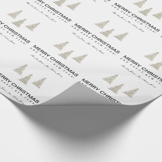 銀製のグリッターのクリスマス ラッピングペーパー (コーナー)