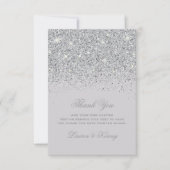 銀製のグリッターのサンキューカード サンキューカード (正面)