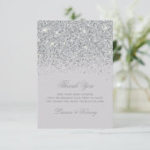 銀製のグリッターのサンキューカード サンキューカード (スタンド正面)