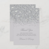 銀製のグリッターのサンキューカード サンキューカード (正面/裏面)