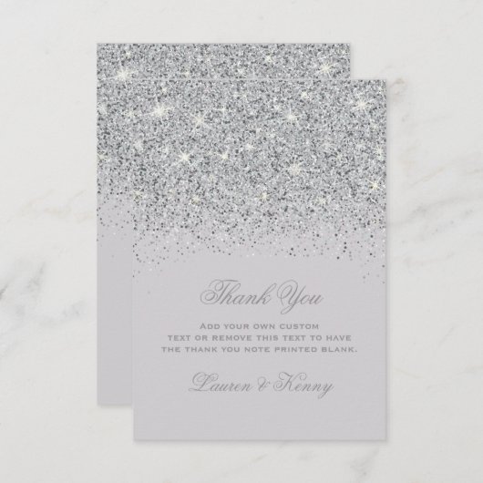 銀製のグリッターのサンキューカード サンキューカード (正面/裏面)