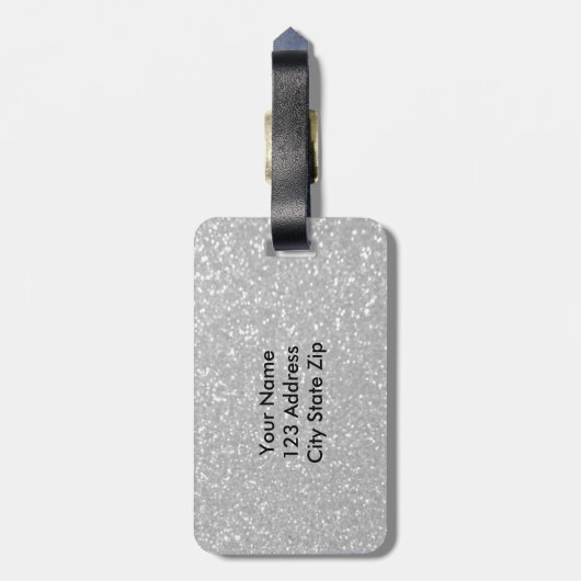 銀製のグリッターのプリント贅沢な旅行荷物のラベル ラゲッジタグ (裏面縦)