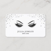 銀製のグリッターのメーキャップアーティストが付いている粋な鞭 名刺 (正面)