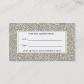 銀製のグリッターの一見のアポイントメントの名刺 予約カード (裏面)