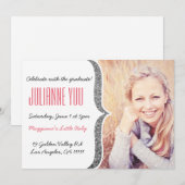 銀製のグリッターの卒業2015年のパーソナライズな招待 招待状 (正面/裏面)