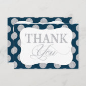 銀製のグリッターの点の濃紺のモダンは感謝していしています サンキューカード (正面/裏面)