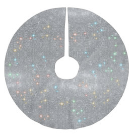 銀製のグリッターの輝きのフェイクなクリスマスの照明の輝やき ブラッシュドポリエステルツリースカート