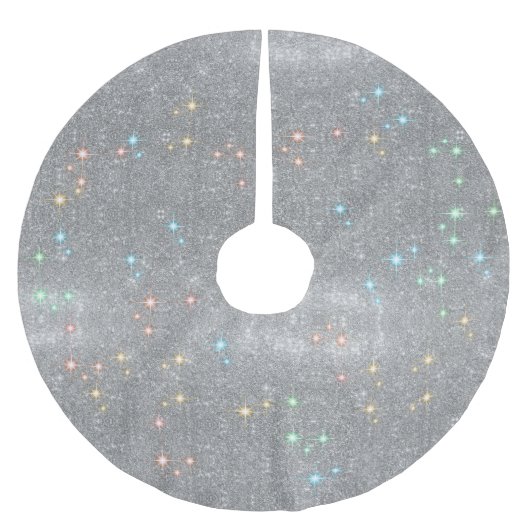 銀製のグリッターの輝きのフェイクなクリスマスの照明の輝やき ブラッシュドポリエステルツリースカート (正面)