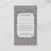 銀製のグリッターの輝きの美容師のアポイントメント 予約カード (裏面)