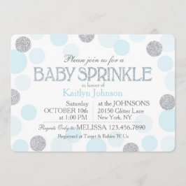 銀製のグリッターの青い分散点のベビーは振りかけます 招待状