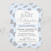 銀製のグリッターはベビーシャワーの招待状カードに点を打ちます 招待状 (正面/裏面)