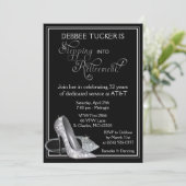 銀製のグリッターは退職パーティーに蹄鉄を打ちます 招待状 (スタンド正面)