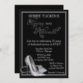 銀製のグリッターは退職パーティーに蹄鉄を打ちます 招待状 (正面/裏面)