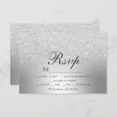 銀製のグリッターグラデーションな金属ホイルRSVPの結婚式 出欠カード (正面/裏面)