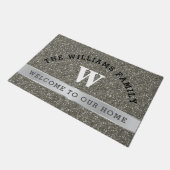 銀製のグリッター家族のモノグラムのイニシャルの歓迎 ドアマット (アングル)