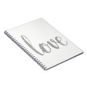 銀製のグリッター愛ノート ノートブック (右側)