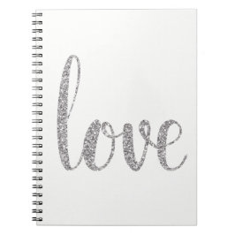 銀製のグリッター愛ノート ノートブック