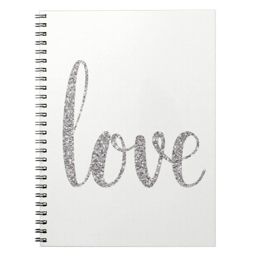 銀製のグリッター愛ノート ノートブック (正面)