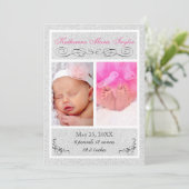 銀製のグリッター-誕生の発表 案内状 (スタンド正面)