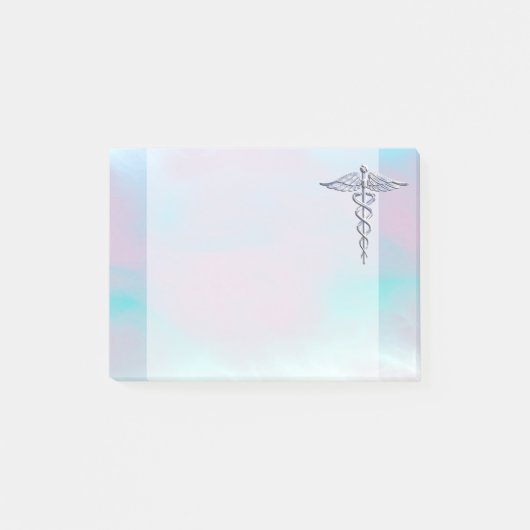 銀製のケリュケイオンの医学の記号の母真珠 ポストイット (正面)