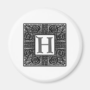 銀製のケルト人"H"のモノグラム マグネット