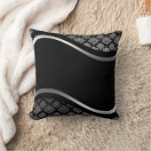 銀製のサテンのダマスク織の黒の渦巻 クッション (ブランケット)