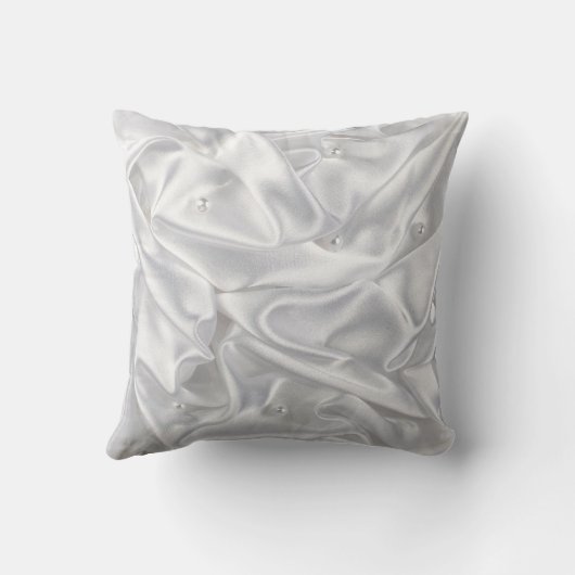 銀製のサテンの生地の白はプラシ天を真珠で飾ります クッション (裏面)