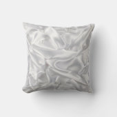 銀製のサテンの生地の白はプラシ天を真珠で飾ります クッション (正面)