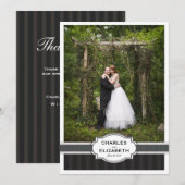 銀製のシックな結婚式は写真カード感謝していしています サンキューカード (正面/裏面)